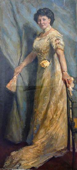 Max Slevogt Dame in gelbem Kleid mit gelber Rose oil painting image
